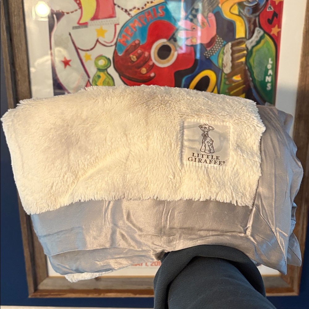 Little Giraffe Plush Cream and Silver Blanket